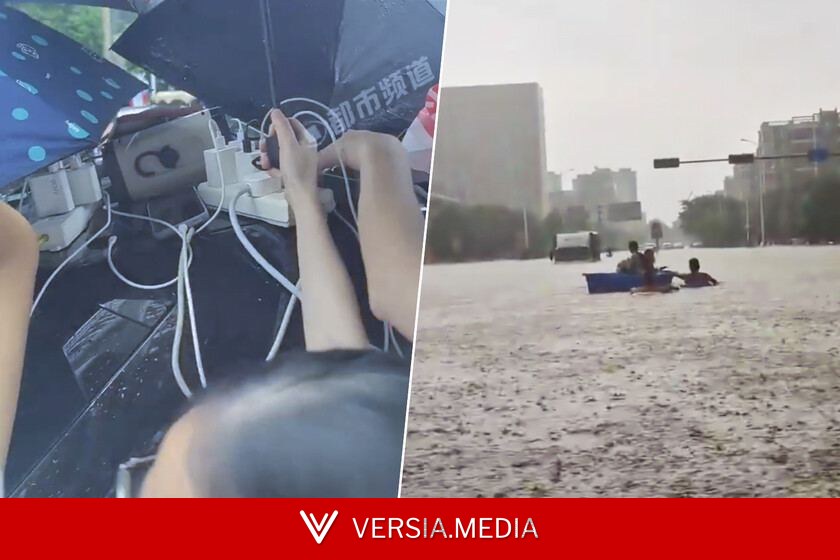 China acaba de encontrar una enorme tabla de salvación en mitad de sus inundaciones: coches eléctricos que son baterías móviles